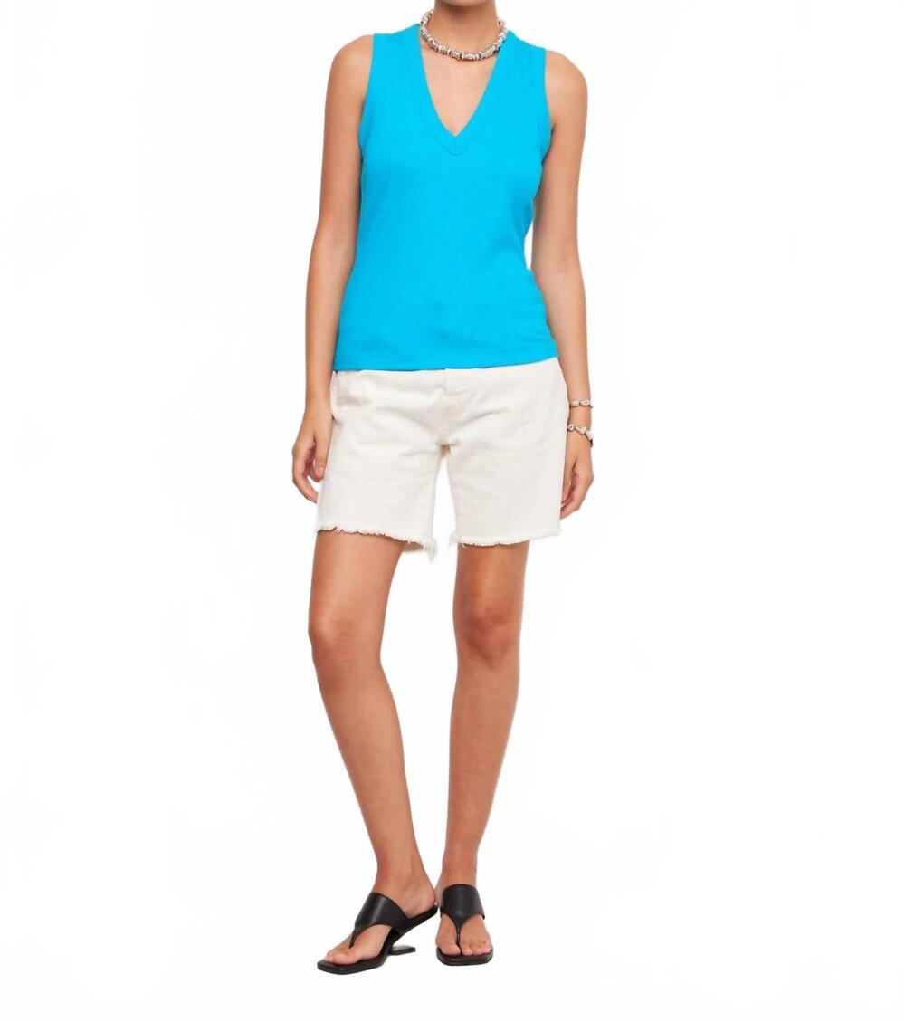 NEW FIFTEEN TWENTY women's doreen v-neck tank top in turquoise